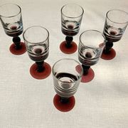 6 verres apéritif anciens, verre vintage pied prune