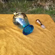 Vintage Murano Handmade Decanter Set - 24K Gold - Light blue 6 piece liquor