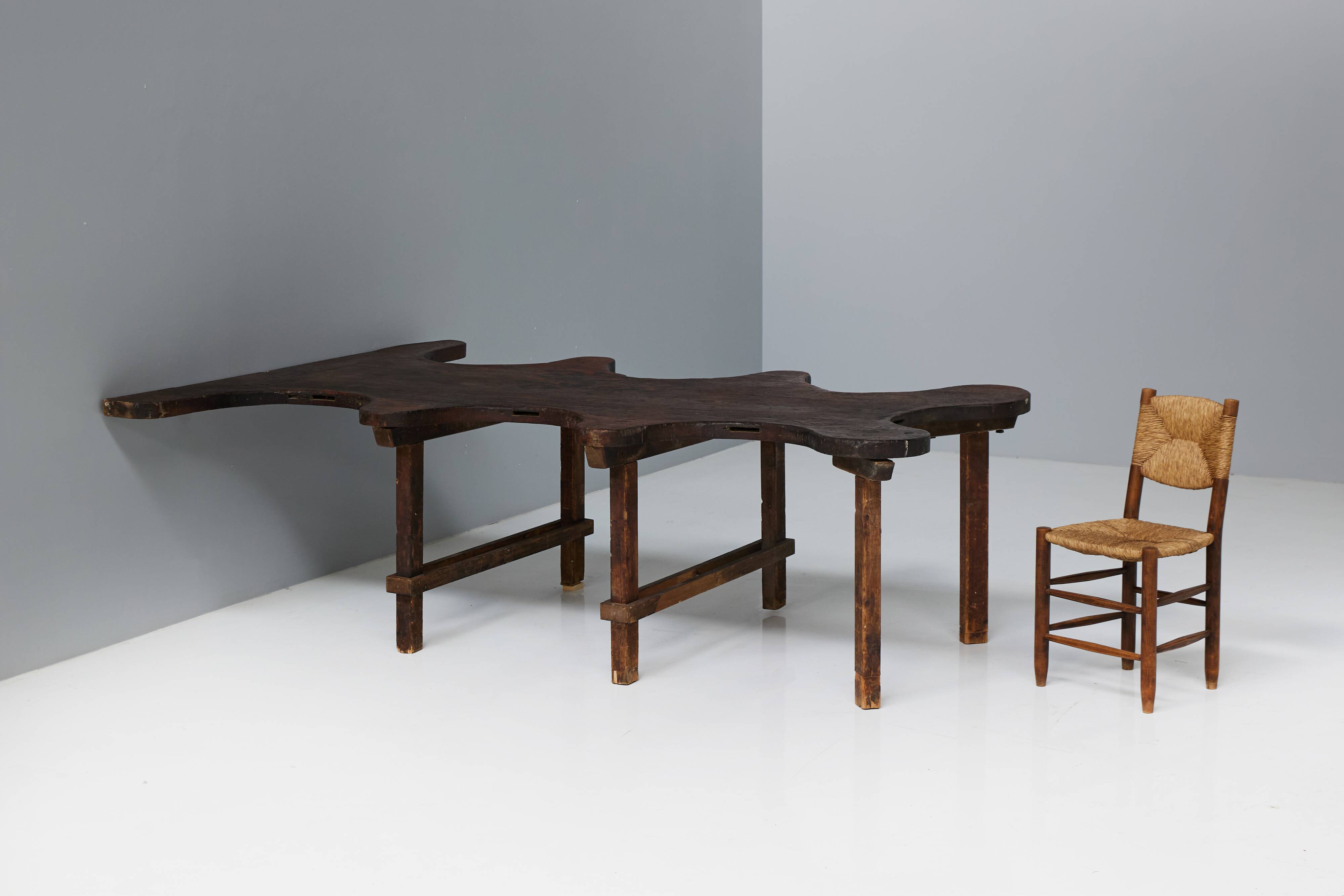 Table Organique Rustique De Forme Libre, France, Fin 19ème Siècle