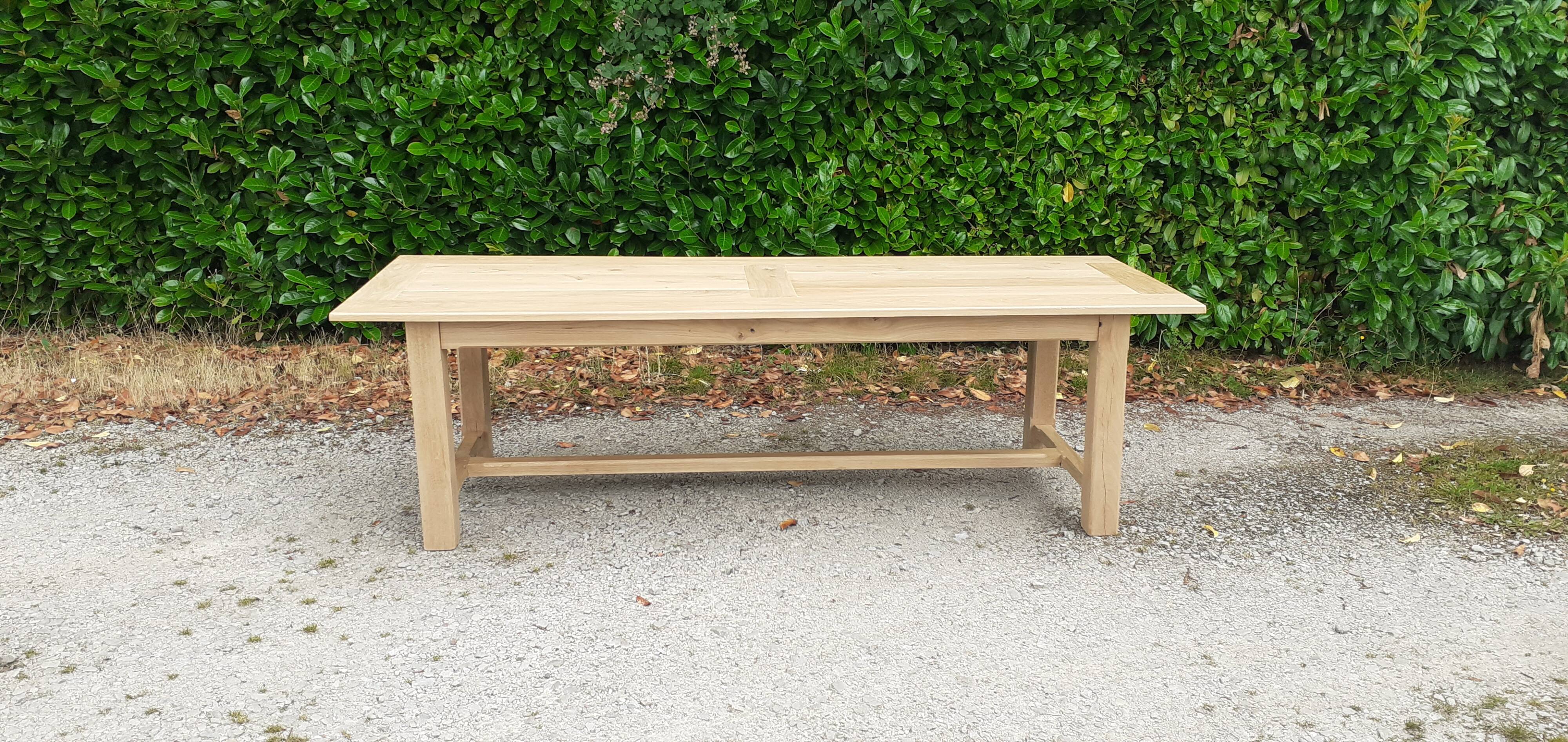 Solid oak farm table raw wood