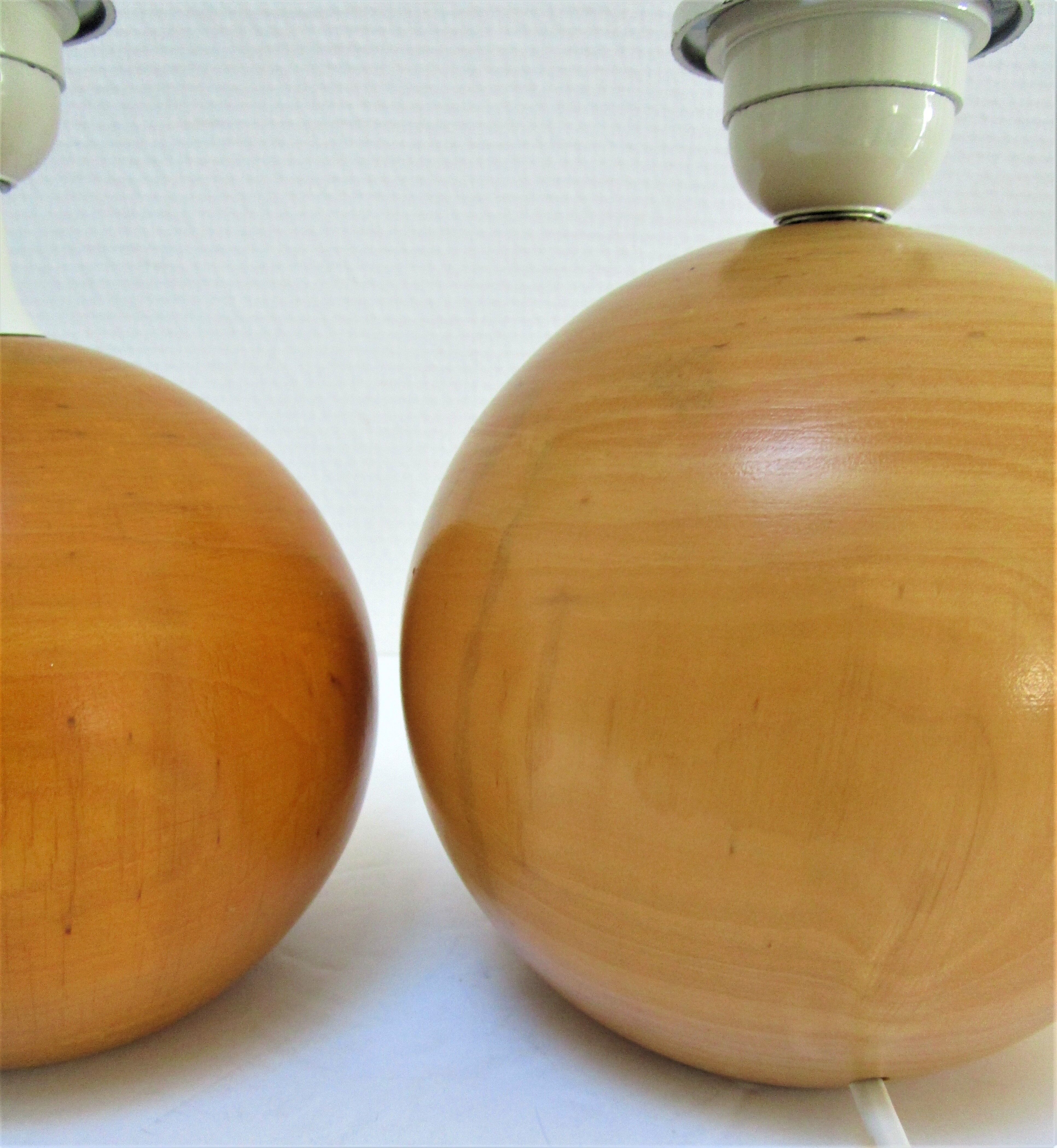Two lamps balls solid wood By IMT italy vintage