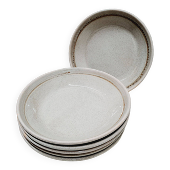 Set of 6 speckled sandstone soup plates