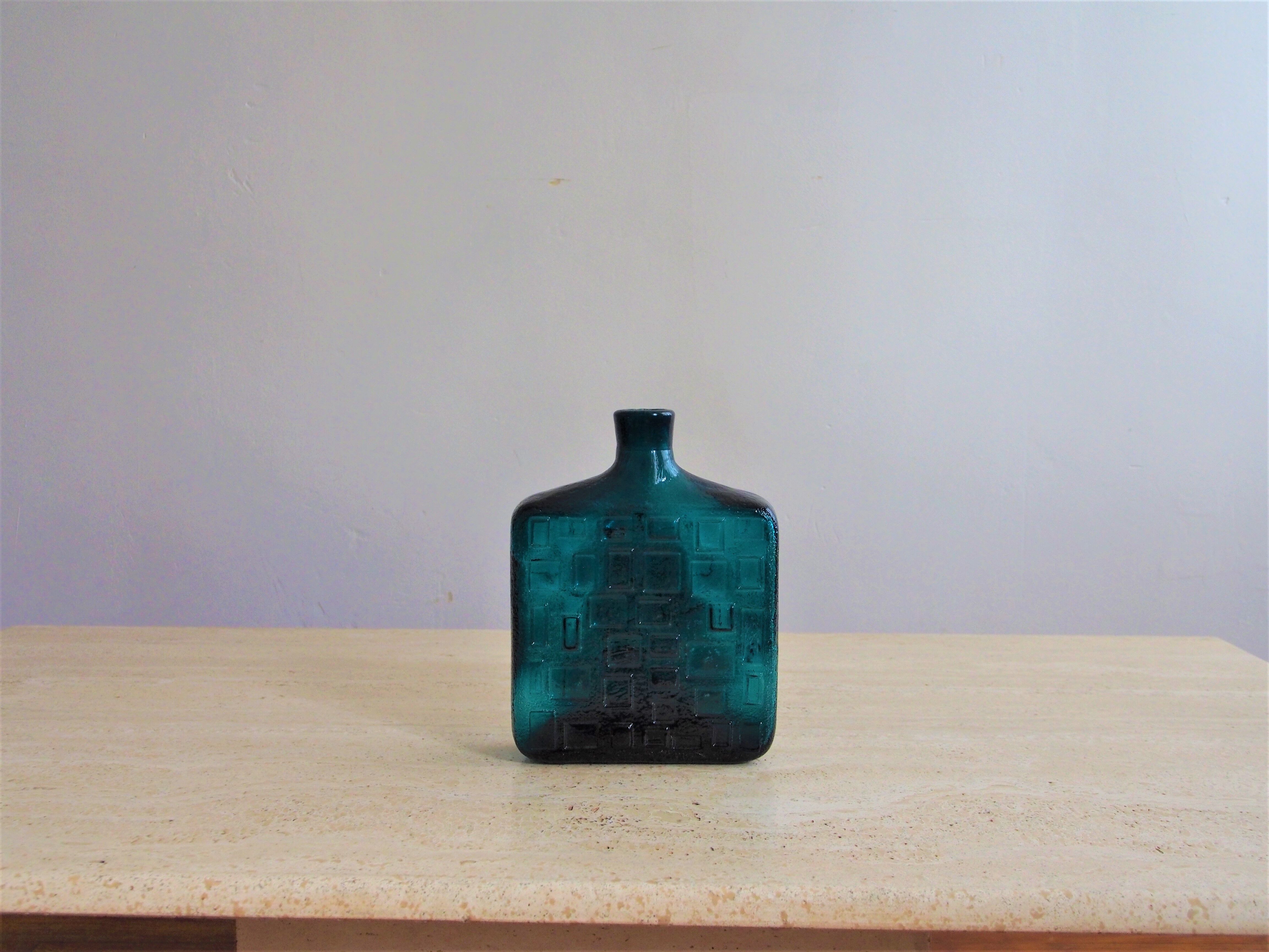 Blue pressed glass vase