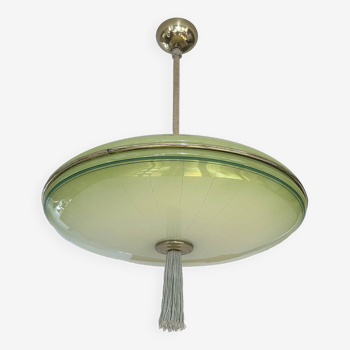 Suspension Art Deco, Verre, Vert