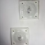 Pair of Murano frosted textured glass wall lights, Italy, 1960s