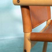Danish safari chair in beech wood and leather from the 1970s.
