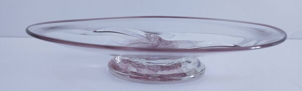 vide poche motif hélice verre d'art scandinave signé à la pointe