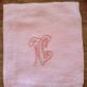 9 serviettes art déco roses monogrammées NC