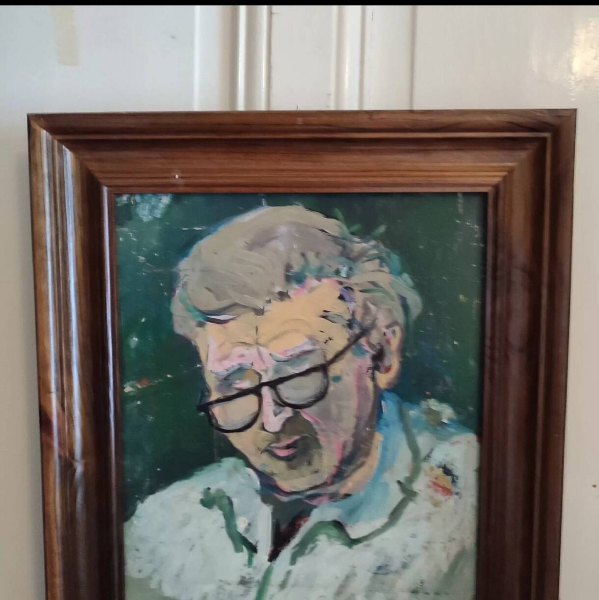 Gouache on framed cardboard "Old man with glasses", V. Lod (20th century)