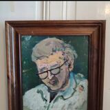Gouache on framed cardboard "Old man with glasses", V. Lod (20th century)