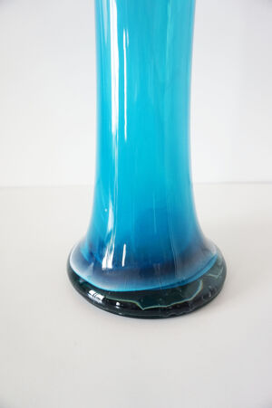 Soliflore en verre bleu 1970