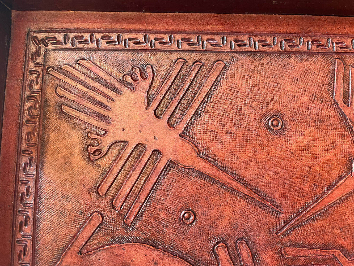 Wood and leather tray