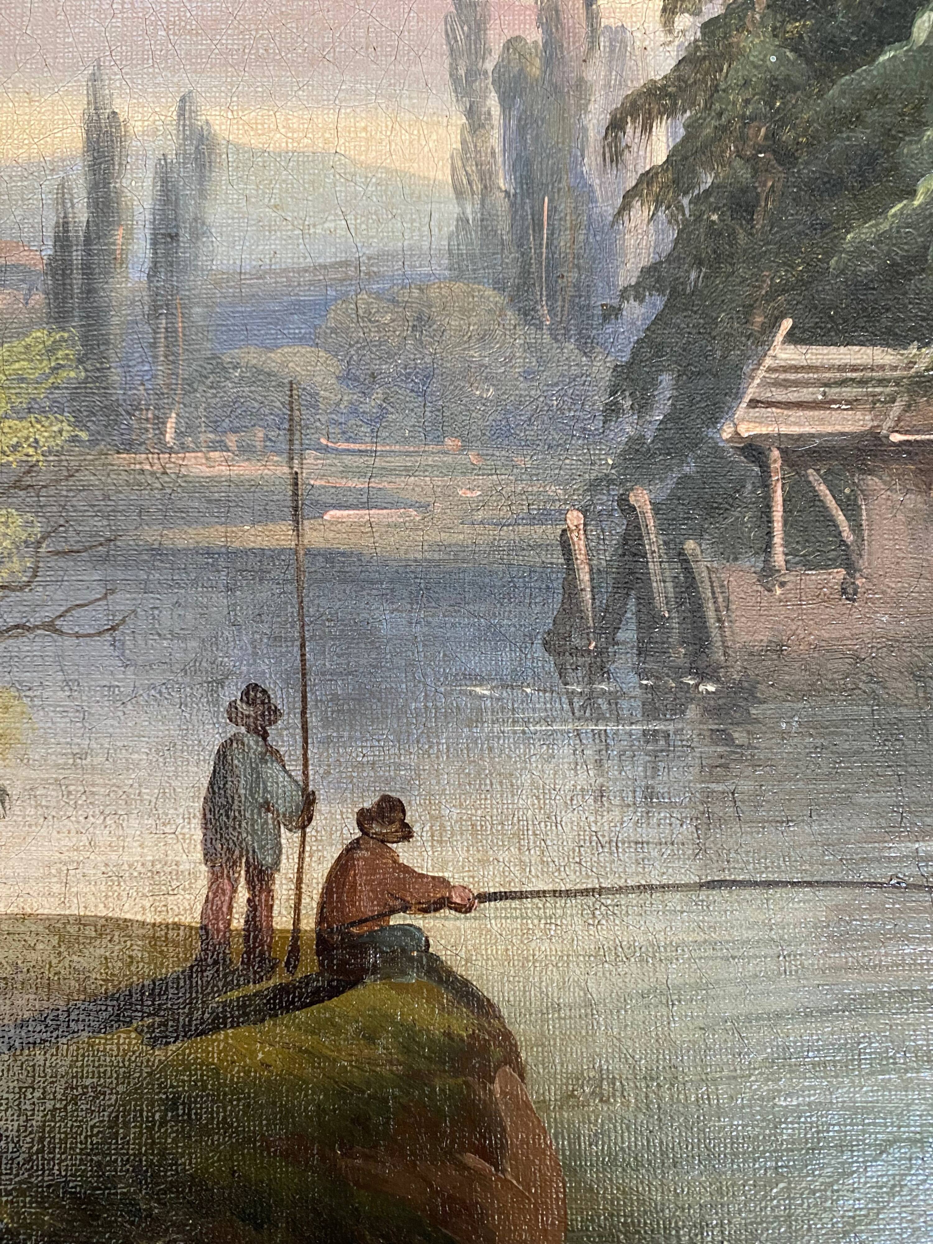 Counterpart of Paintings by Jean Ernest TEXIER (1829-1900) Fisher landscape