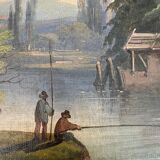 Counterpart of Paintings by Jean Ernest TEXIER (1829-1900) Fisher landscape