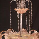 Pink Art Decò Barovier e Toso "Fountain" Pendant Light, Murano Glass, 1940s