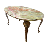 Vintage coffee table in polychrome marble – Louis XV style – Restored