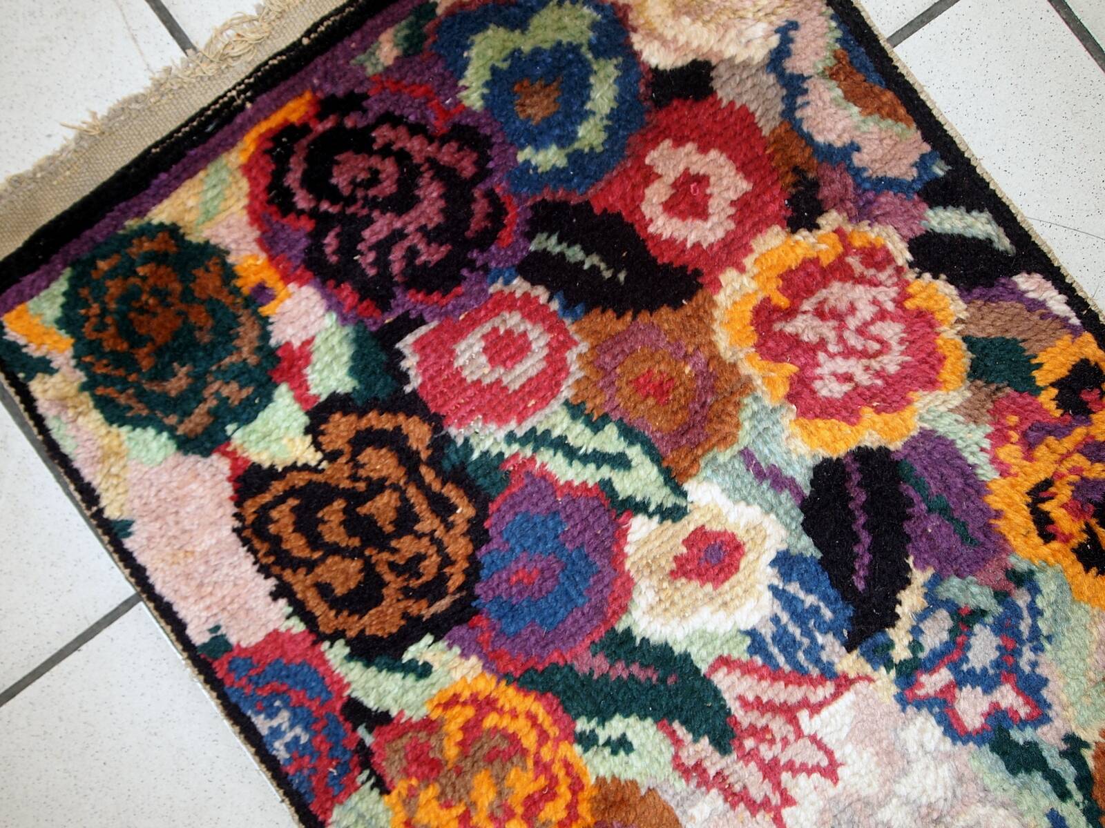 Tapis Antique Art Déco Français en Laine, Années 1920, Élégance Intemporell