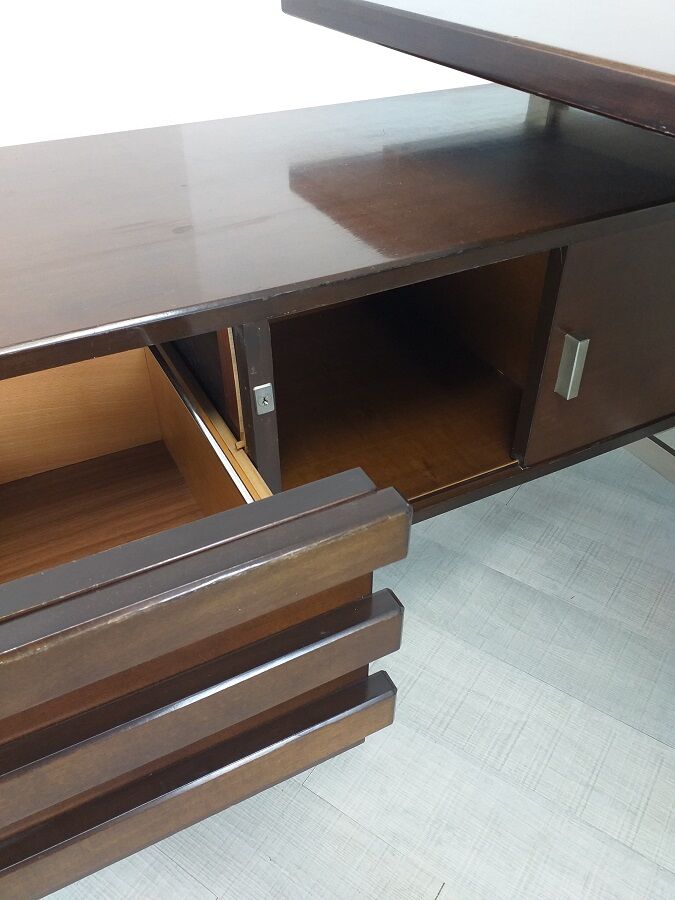Bureau d'angle design Gianni Moscatelli palissandre années 70 vintage