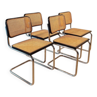 Lot de 4 chaises Cesca noires par Breuer - Gavina