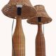 Pair of Table Lamps in Handwoven Wicker and Rattan, France, 1960s