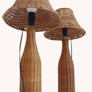Pair of Table Lamps in Handwoven Wicker and Rattan, France, 1960s