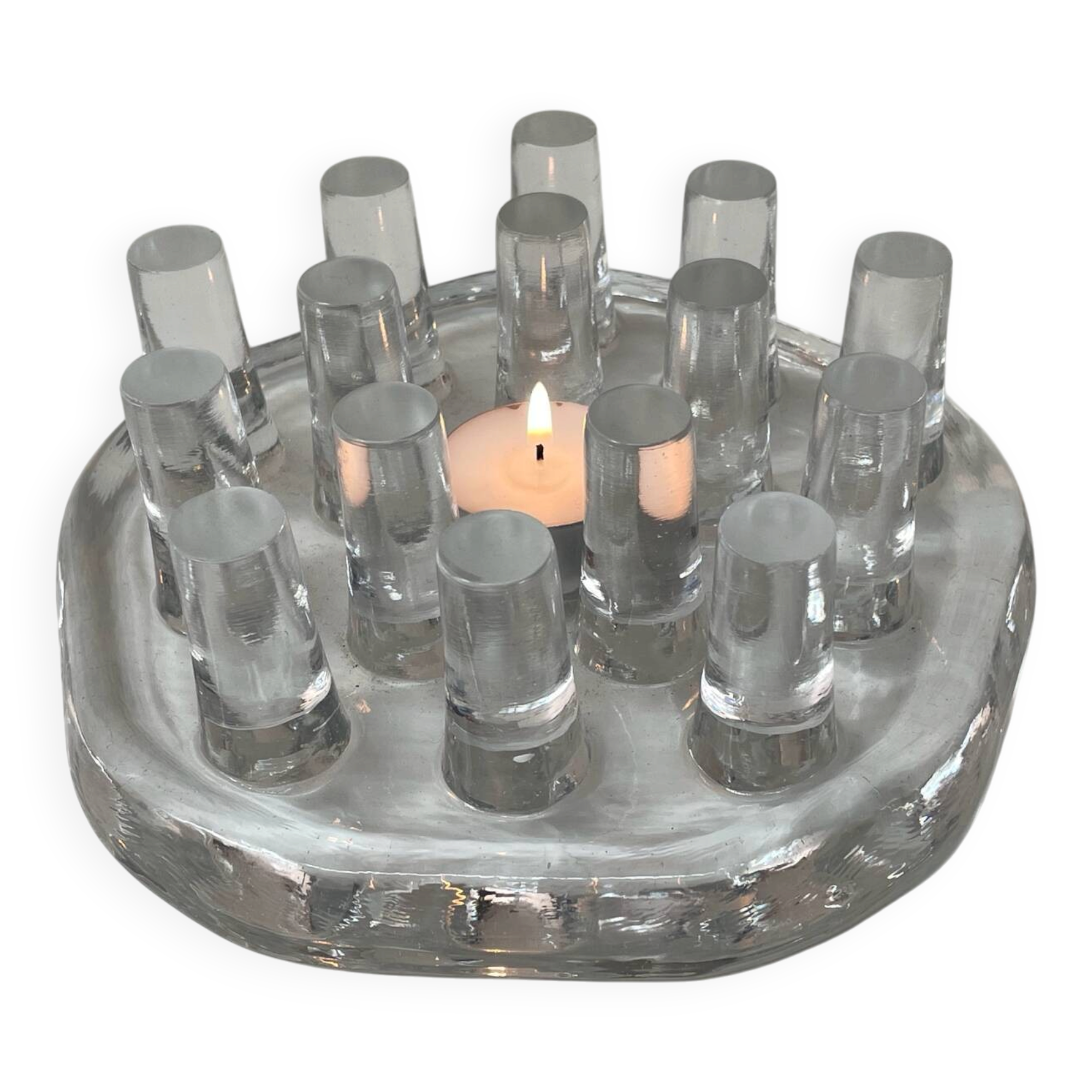 • Vintage solid glass sculptural candlestick