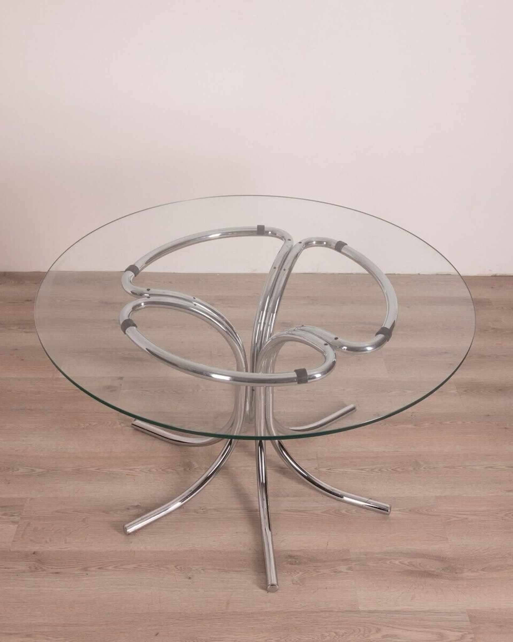 Table ronde en verre vintage design italien des années 1970