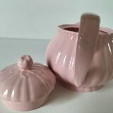 Vintage mid-century ribbed pink powder teapot by Salins.