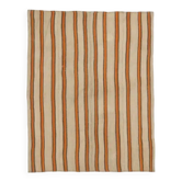 Tapis d'aire en kilim en laine et coton beige turc vintage fait à la main 140x184