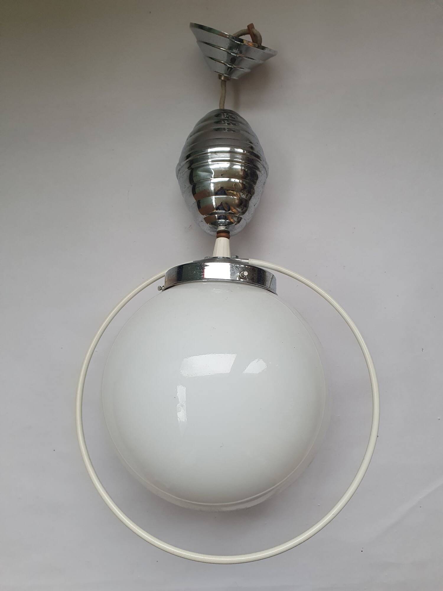 Vintage 1950s opaline globe pendant lamp