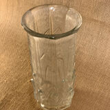 Vase ancien cylindrique de style années 40 en verre épais