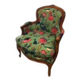 Fauteuil Bergère de style Louis XV motifs fleuris