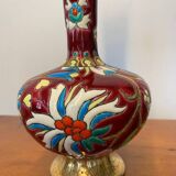 Vase soliflore émaux Longwy ancien