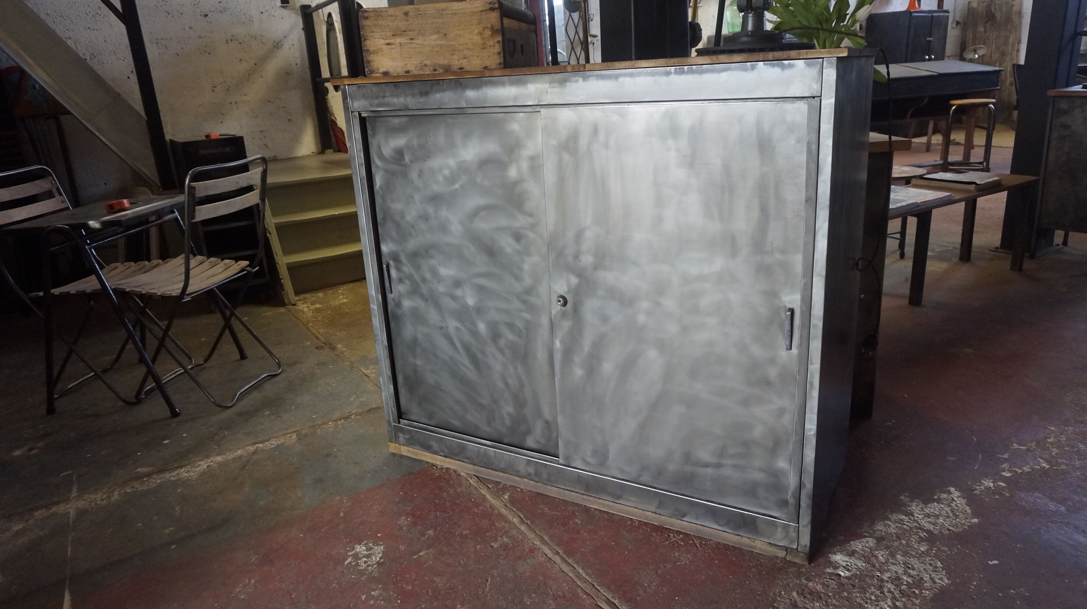 Administrative brushed metal furniture