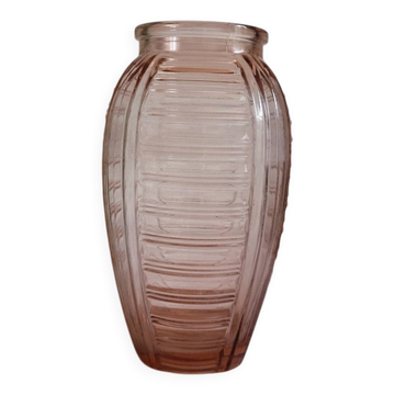 Vase moulé art déco rose