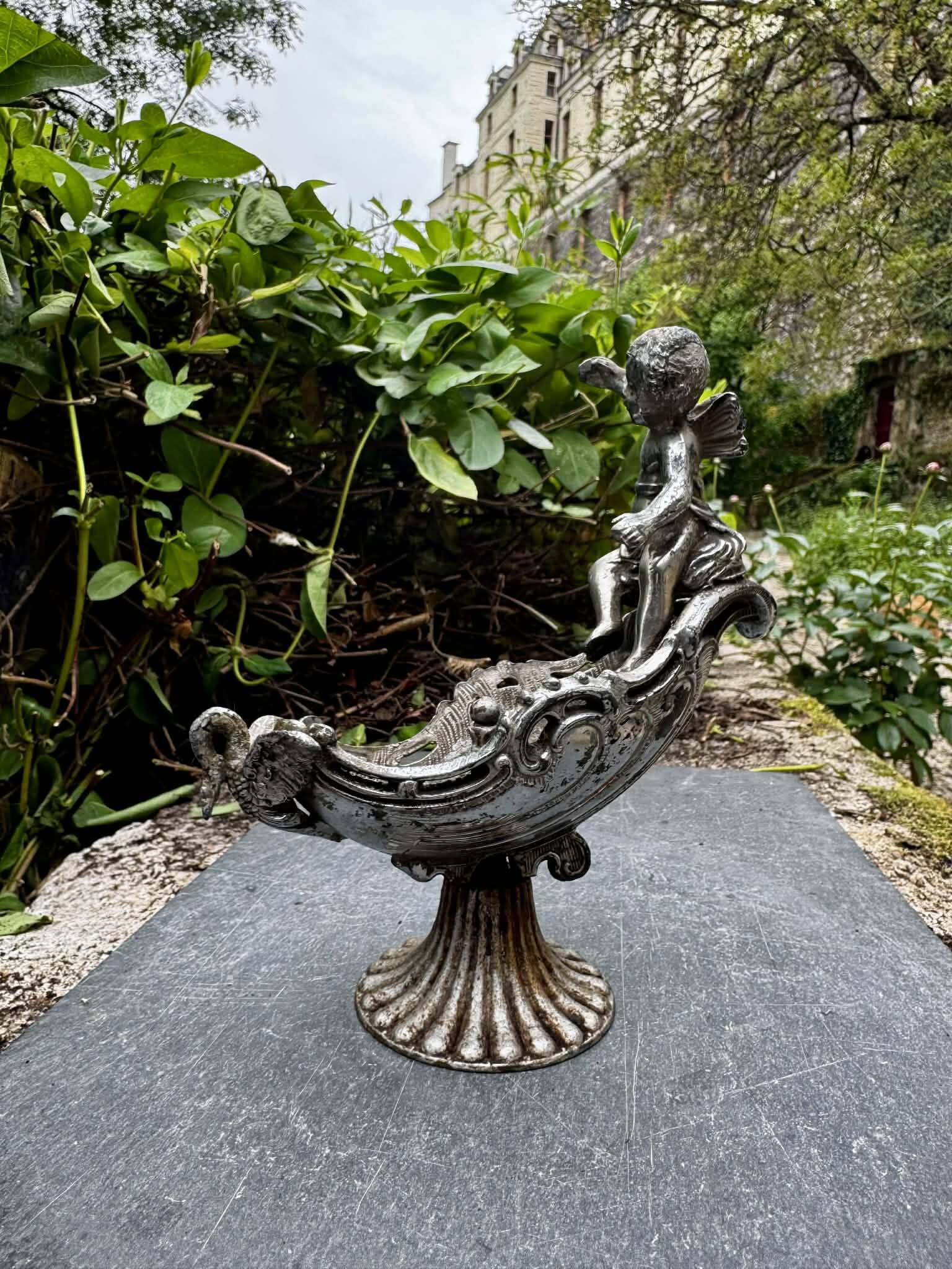 Silver bird fountain Art Nouveau