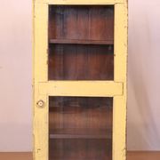 old Art Deco wall showcase in original yellow teak