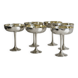 6 shiny metal footed bowls