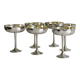 6 shiny metal footed bowls