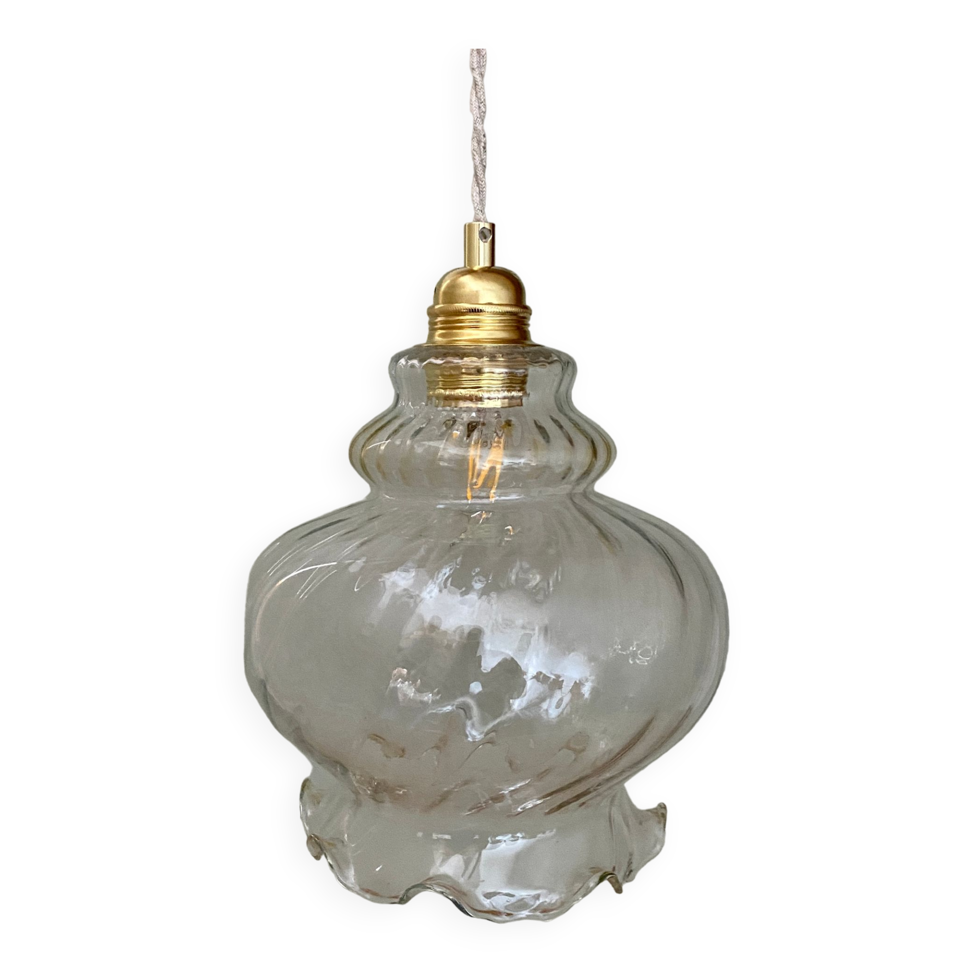 Vintage glass globe pendant lamp