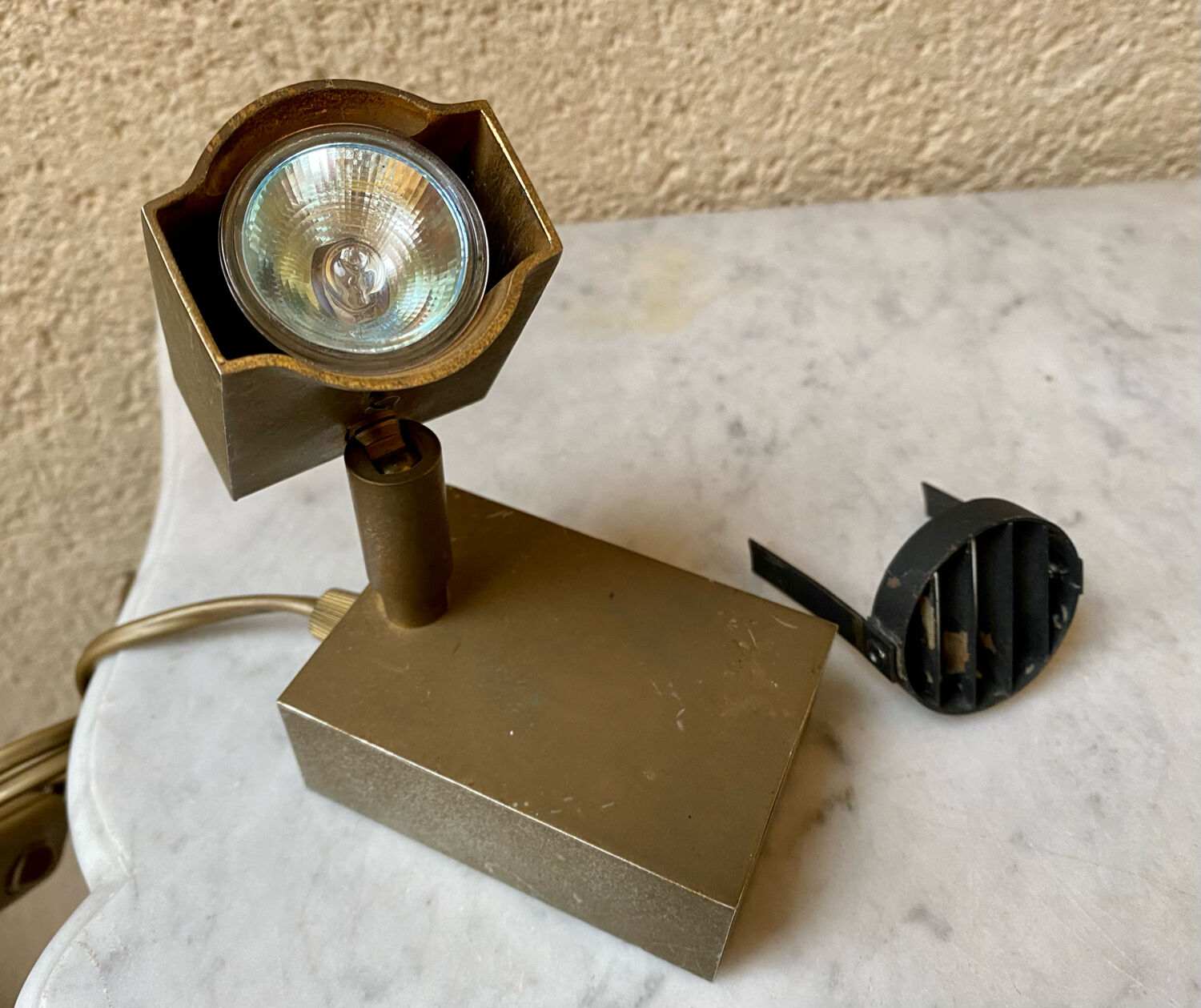 Halogen spot lamp solid brass modernist vintage design 70s