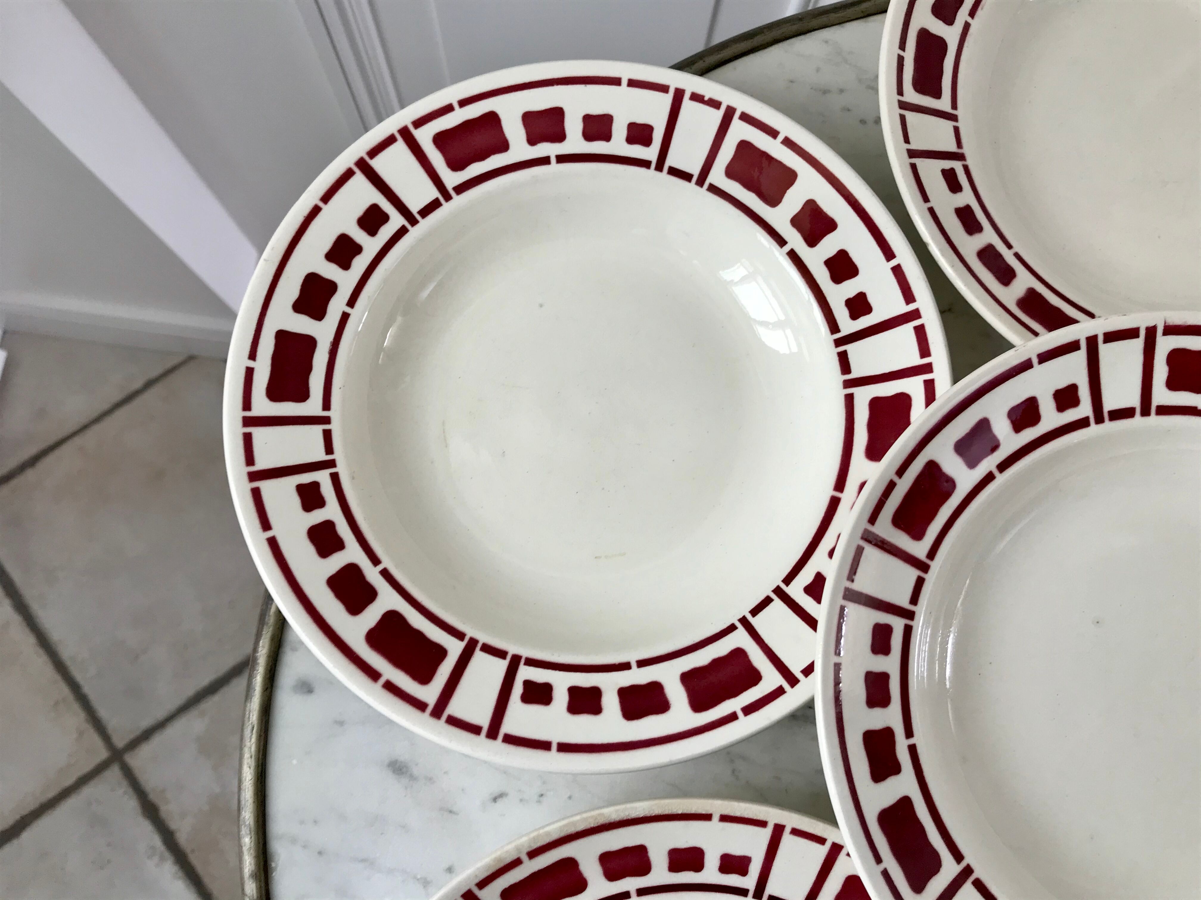 Lot de 6 assiettes creuses badonviller modèle barbizon années 30