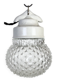 Suspension en porcelaine blanche vintage, années 1970