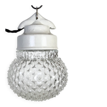 Vintage White Porcelain Pendant Light, 1970s