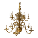 Large Dutch brass chandelier, 12 lights
