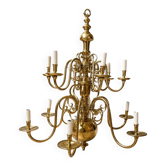 Grand lustre hollandais en laiton, 12 lumières
