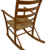 Mid century pine & sisal rocking chair, 1950s