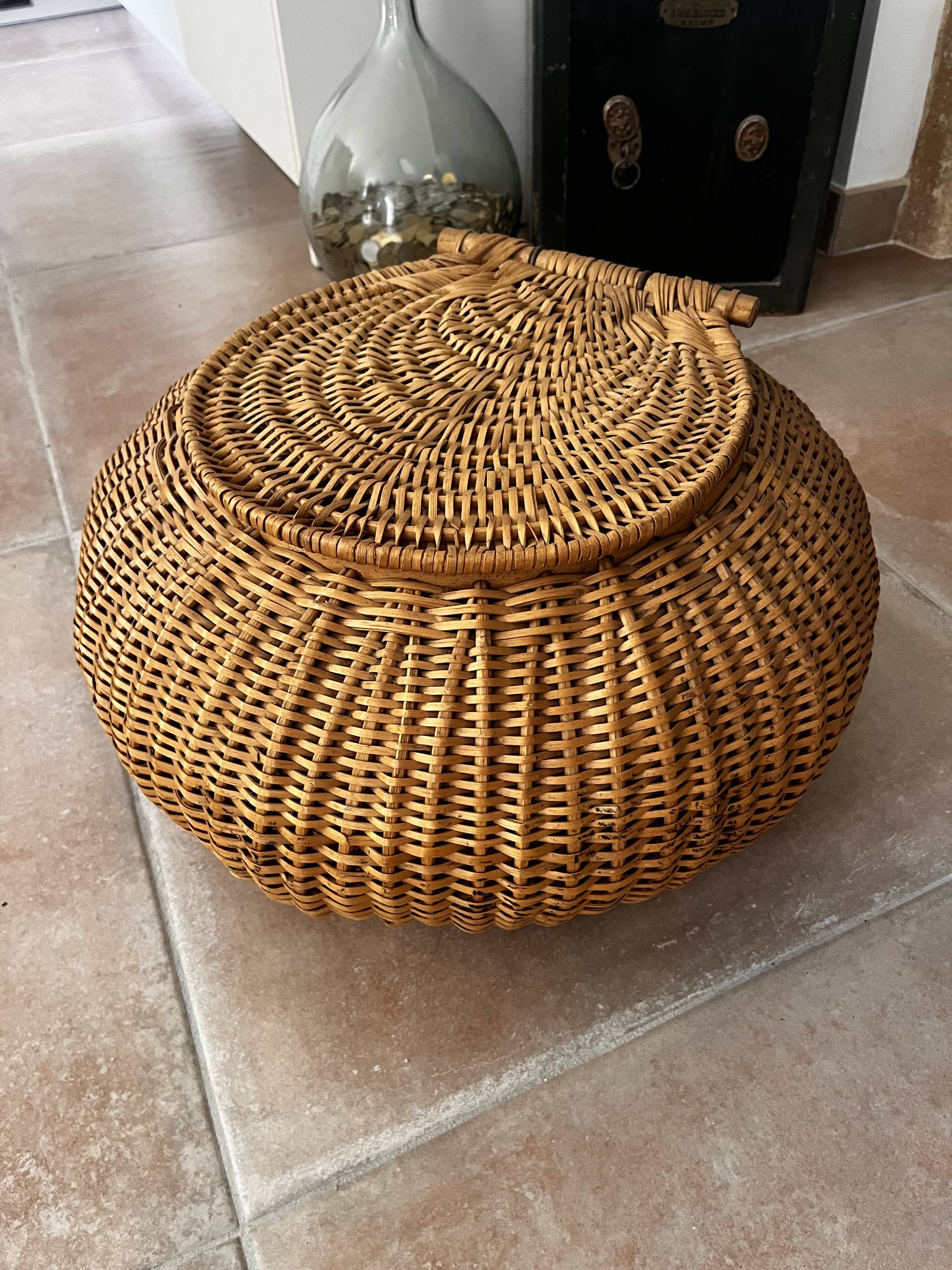 Wood and wicker basket
