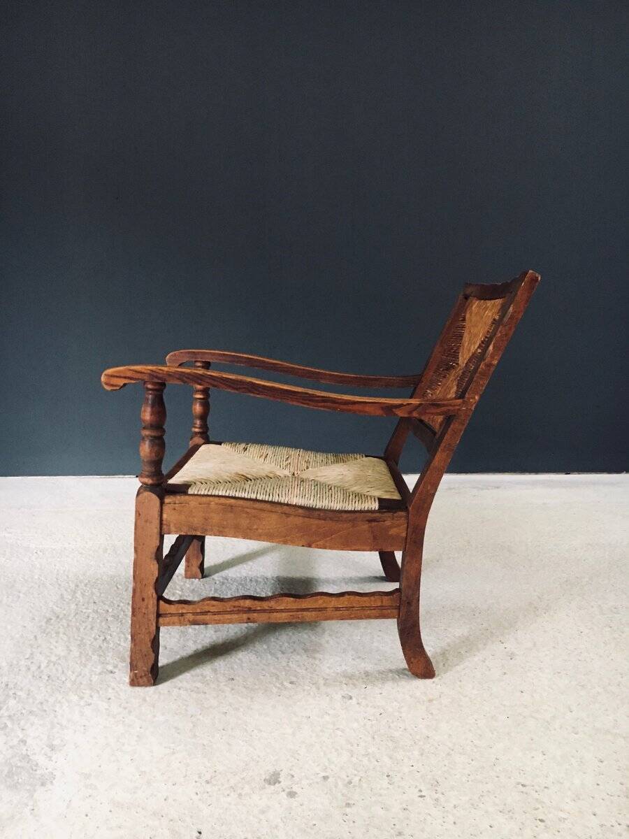 Arts & Crafts Handcrafted Low Lounge Armchairs, Belgium, 1920s, Set of 2