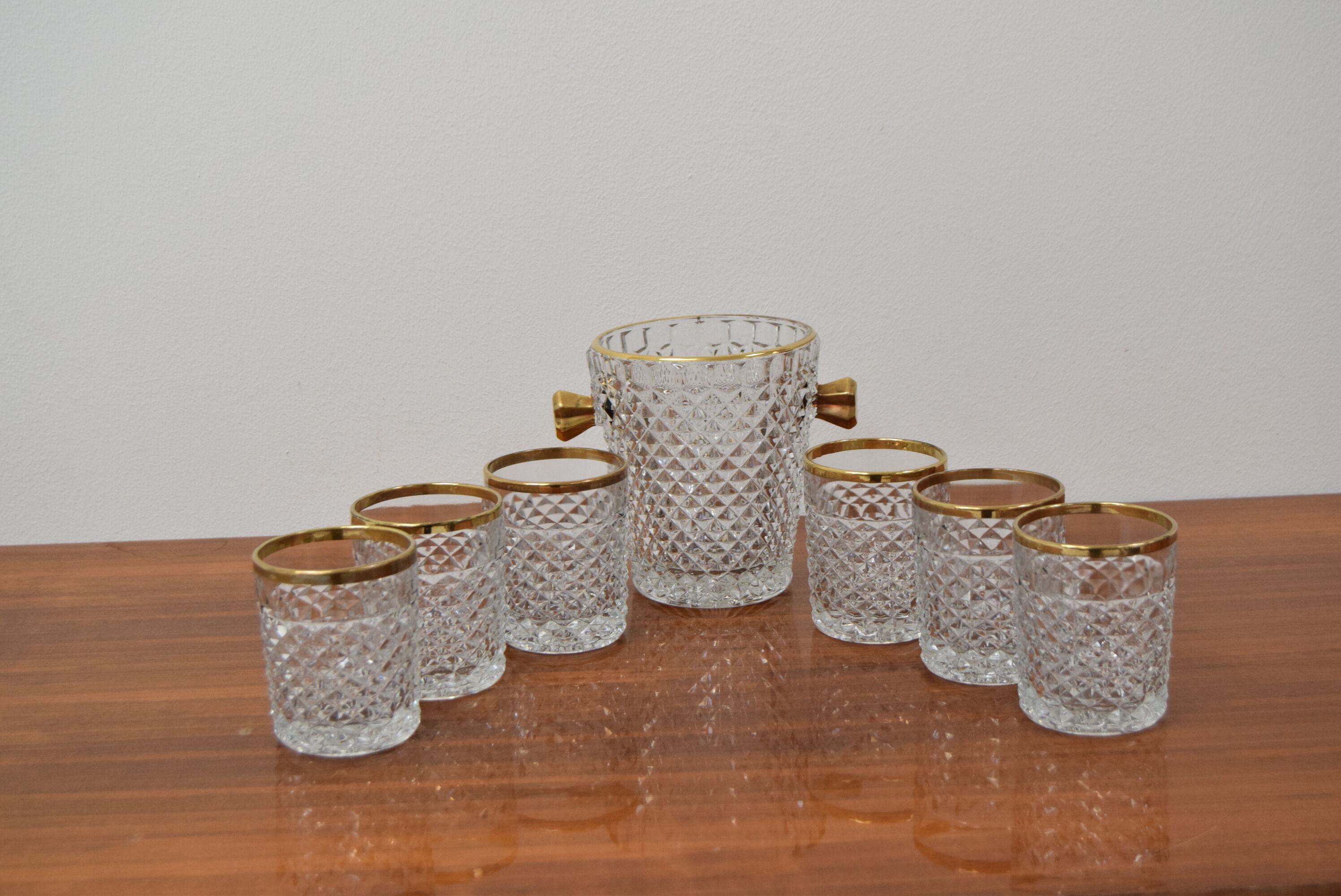 Set Glassware barware of Mid-century by Bohemia Crystal,1960's.